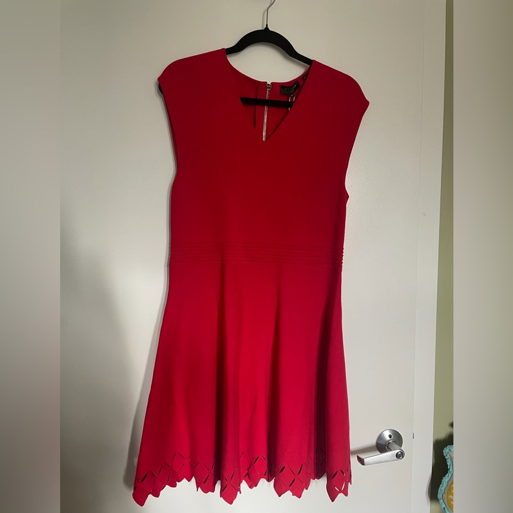 Red Sleeveless Ted Baker Dress (size 5)